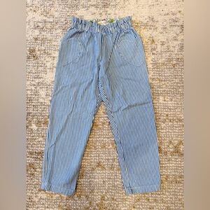 Mini Boden Blue and White Striped Elastic-Waist Pants